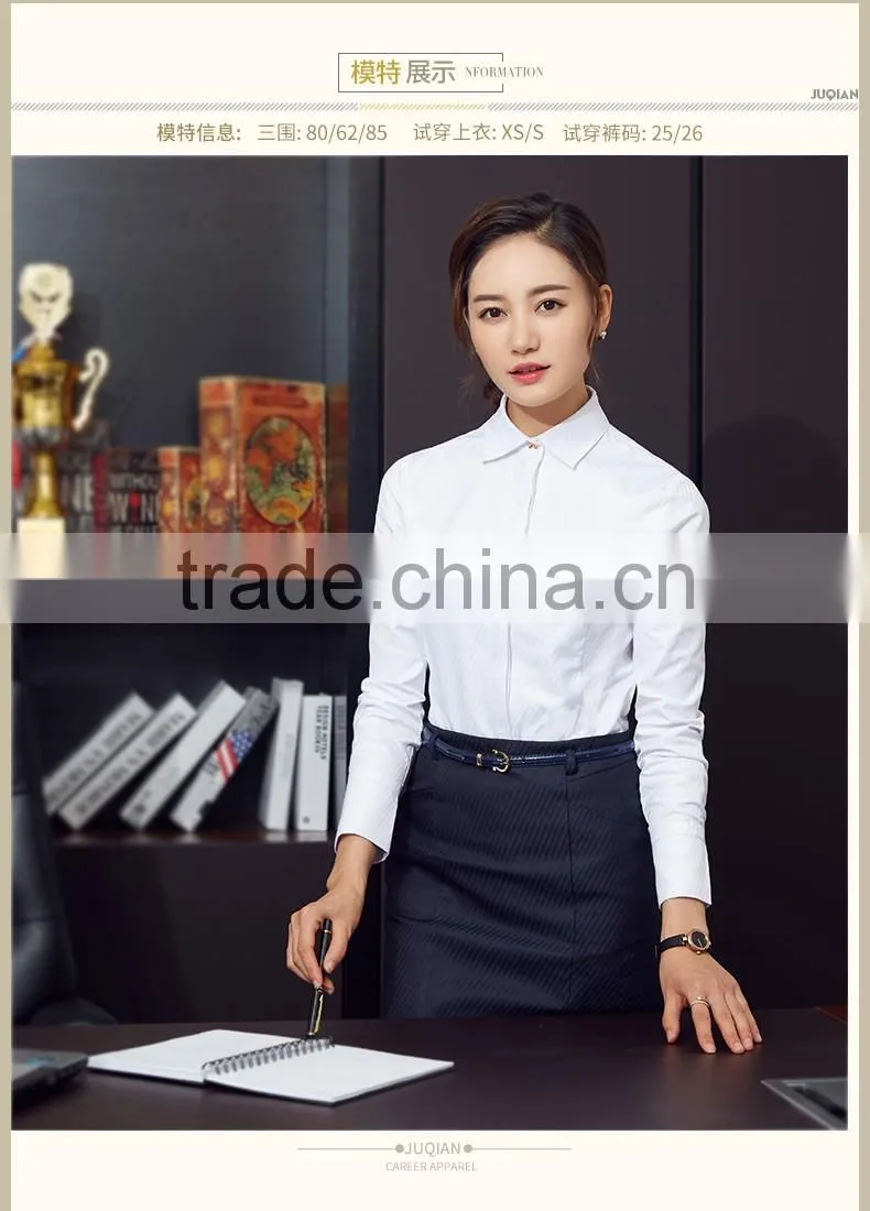 Guangzhou Wholesaler OEM New Fashion Women Autumn Casual Long Sleeve Twill White Poly Elegant Blouses