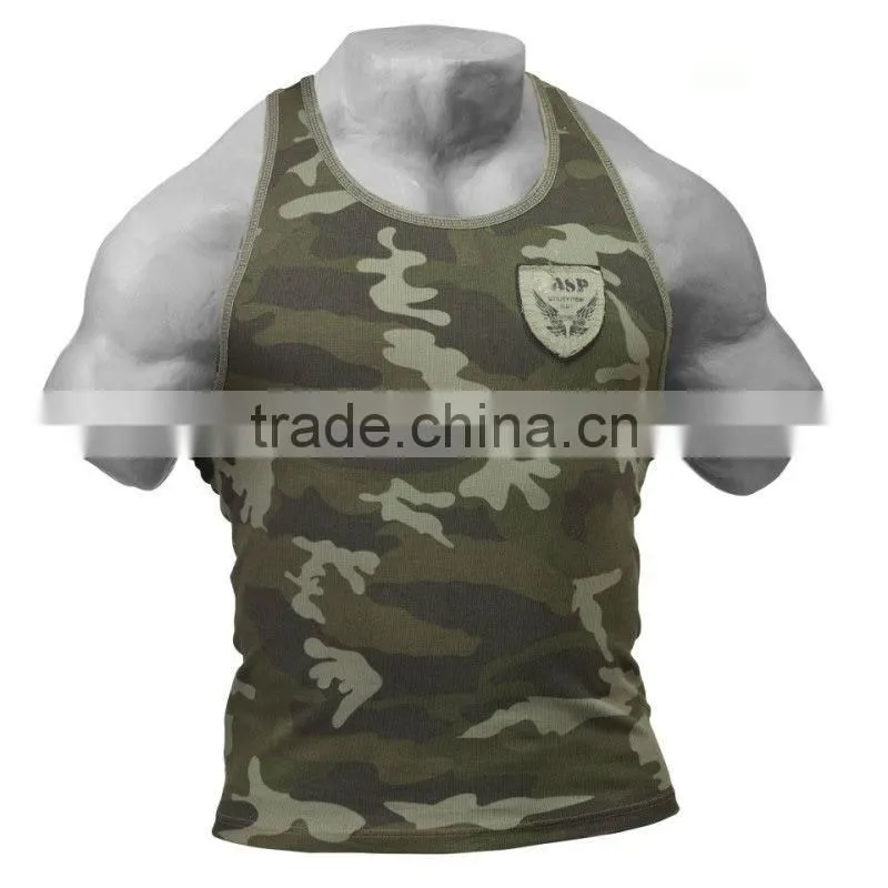Men's Camouflage Gym Wear Knitted Fitness Singlet Muscle Singlet For Men