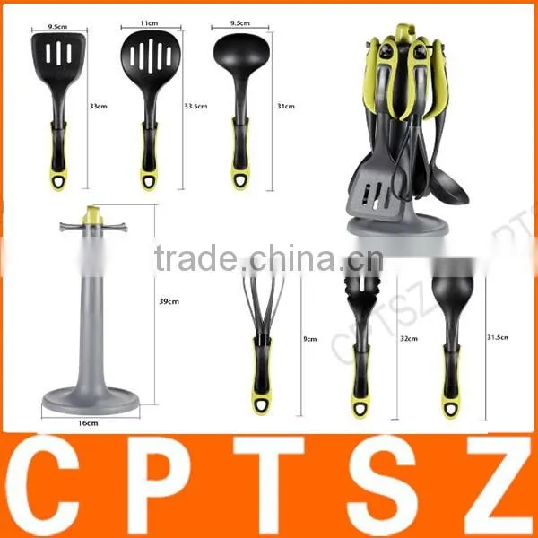 7pcs/set Essential Nylon Kitchen Utensil Set Safety Nice Ergonomic Kitchen Gadget Utensils Scald-proof Kitchenware with Stand