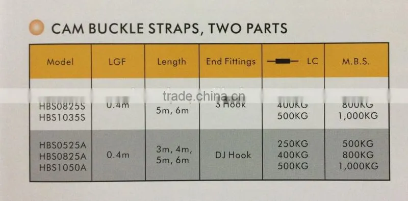 Cam buckle tie down straps/ cam buckle straps with hooks