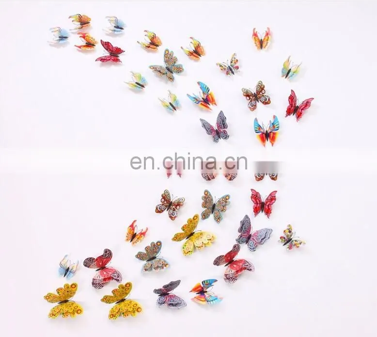 Wholesale High Quality 3D Double Butterfly PVC Wall Sticker Home Decoration