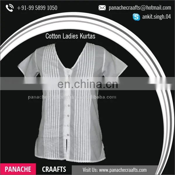 100% Cotton Summer Lucknowi Chikan Kurtis for Sale