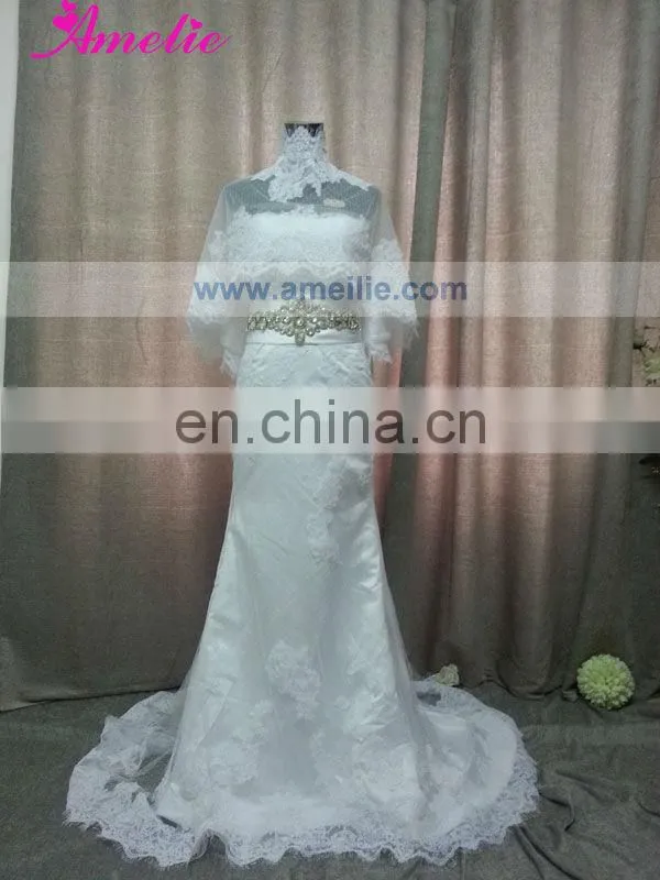 AC1036 A Line Lace Appliqued Wedding Dress