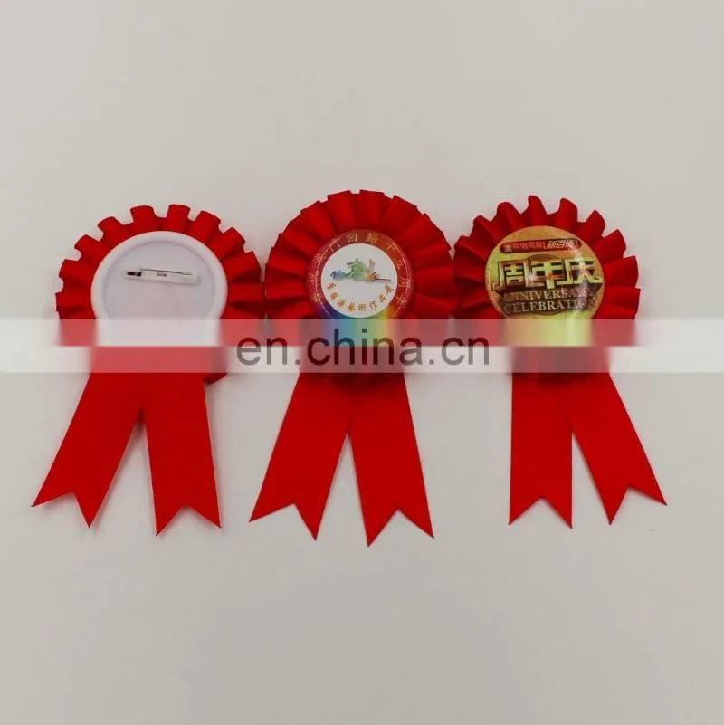 wholesale handmade round woved satin award ribbon rosette for festival celebration