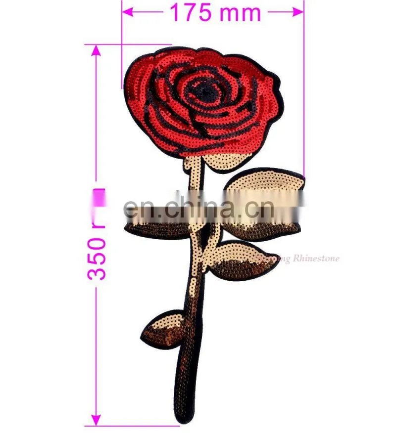 Big Size! Angel Wings Tiger Rose Flower Sequined Patches Embroidered Patch Sew On Women Motif Appliques