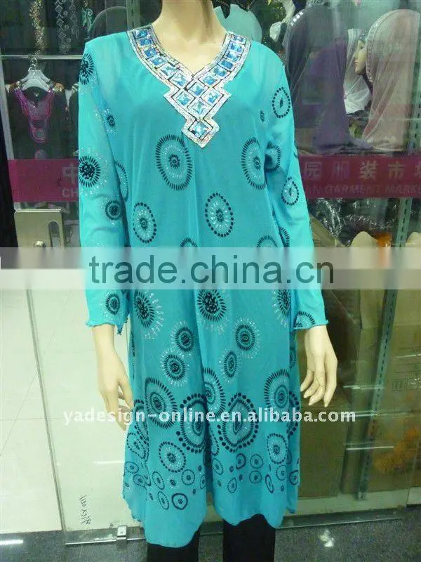 C206 Popular Arabian Islamic muslim abaya with caps