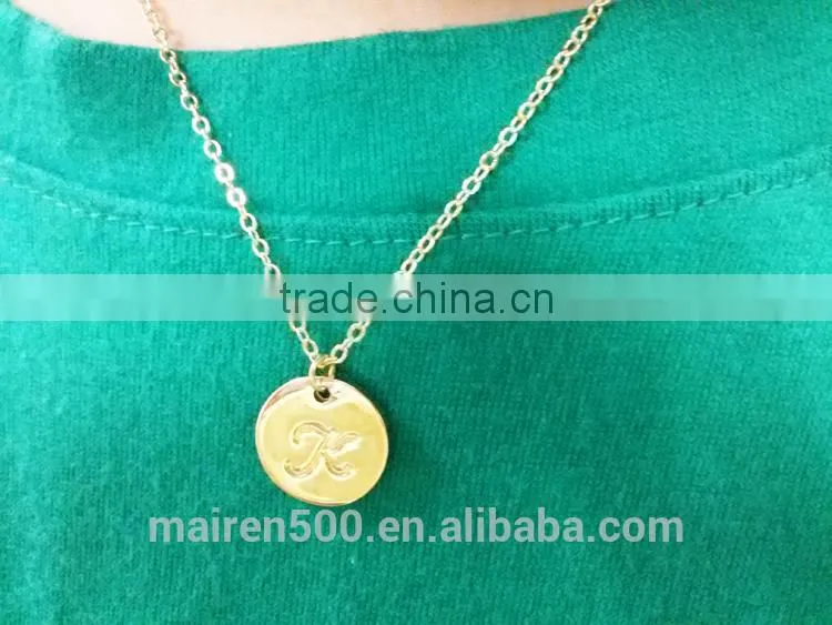 wholesale costume initial disc pendant necklace jewelry