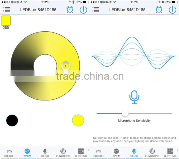 Smart bluetooth LED bulb with android and ios App, supporting timing switch, dancing light with disco, colorpix from camera