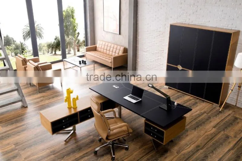 Deluxe small leather covered office sofa oem product