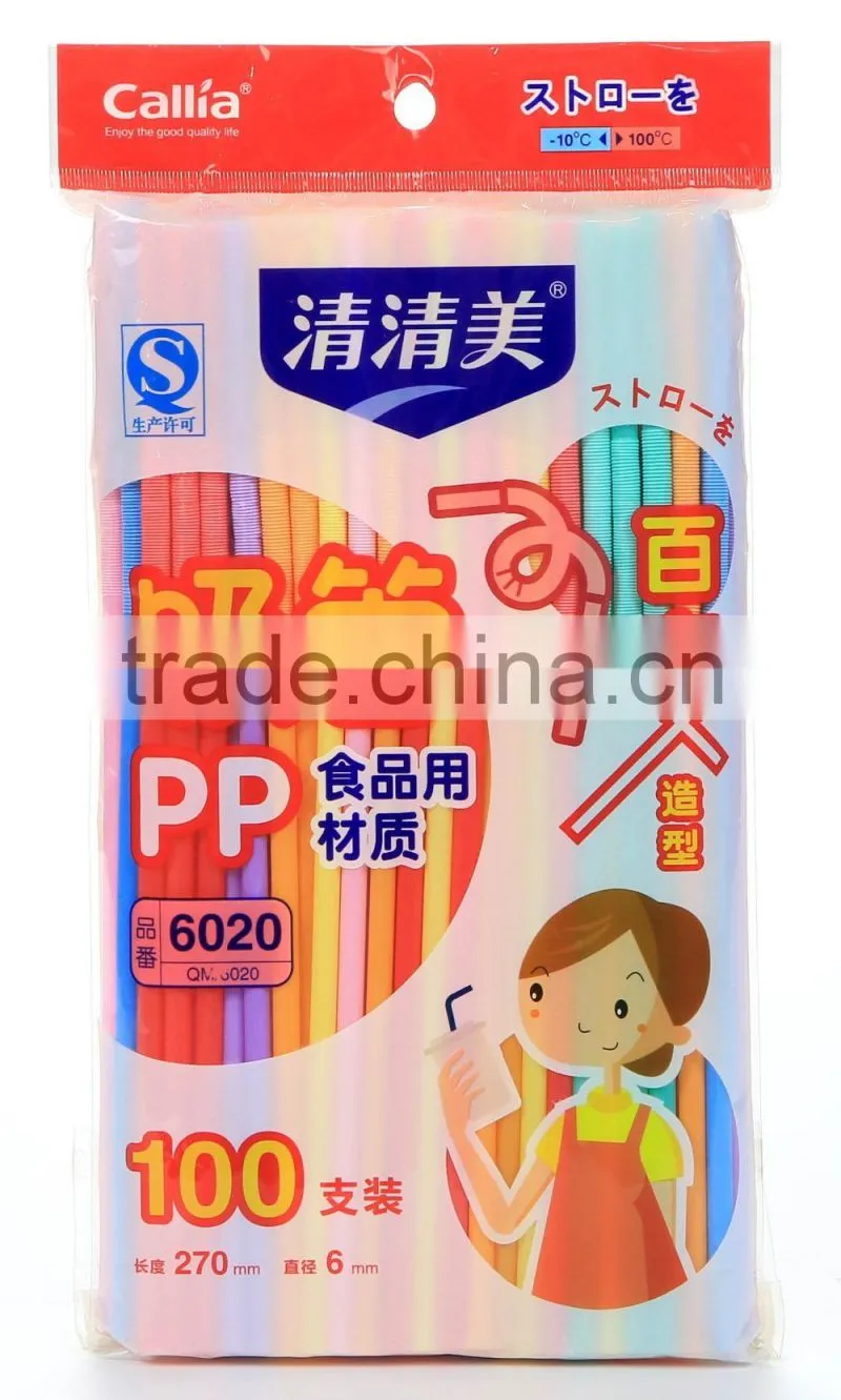 Plastic disposable Colored flexible drinking straws factory