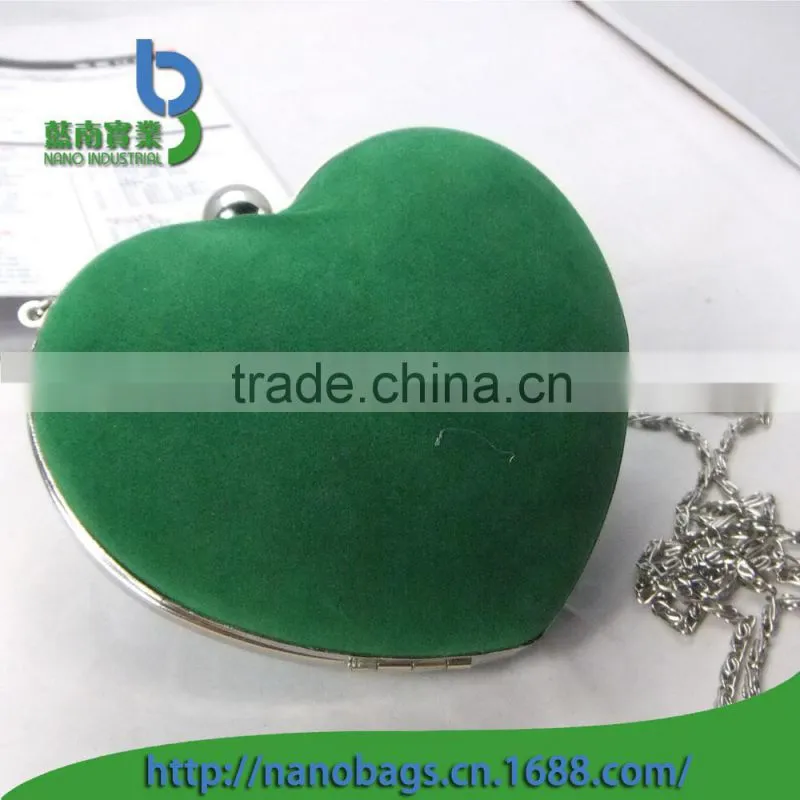 elegant green heart-shaped ladies evening handbag