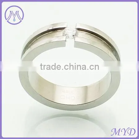 Fashion Jewelry Mens CZ zircon Crystal Stainless Steel Jewelry Finger Ring