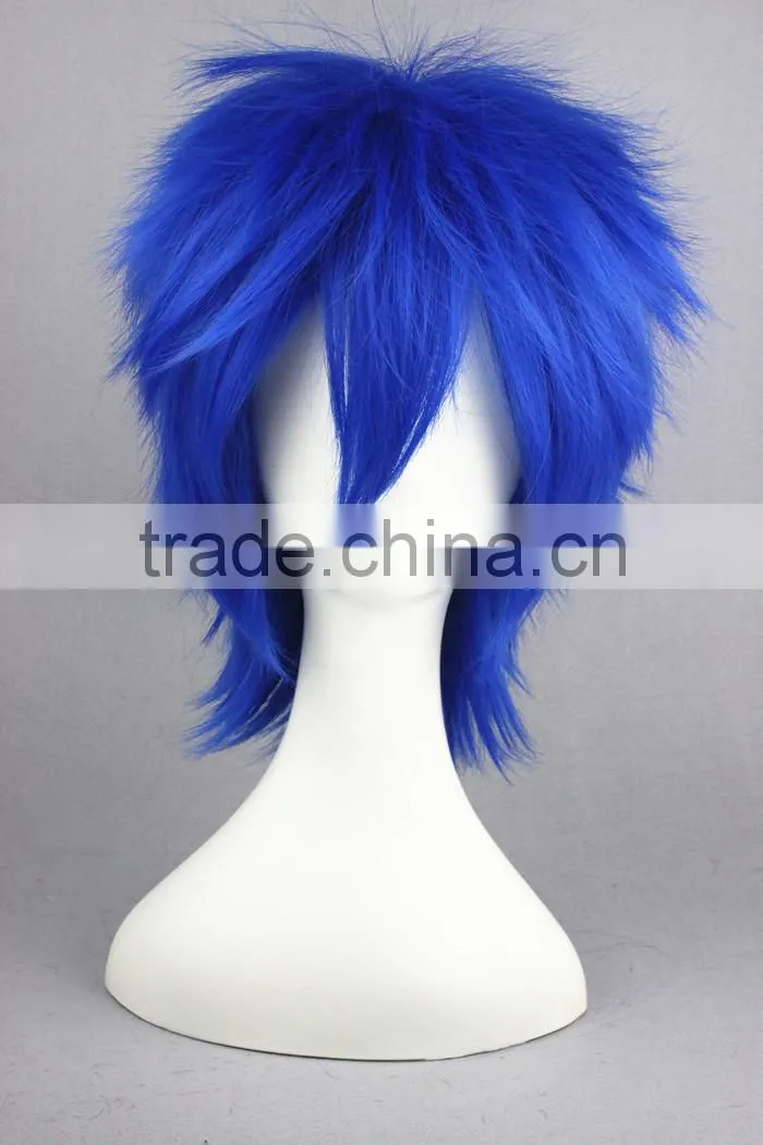 High Quality 35cm Short Straight VOCALOID kaito Wig Blue Synthetic Anime Wig Cosplay Hair Wigs Party Wig
