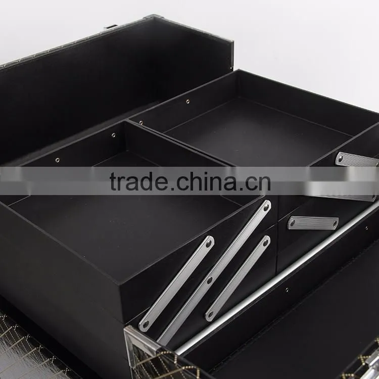PVC material trolley makeup case with drawers