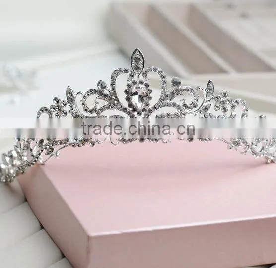 Gorgeous Sparkling Silver Big Wedding Diamante Pageant Tiara Hairband Crystal Bridal Crown For Bride