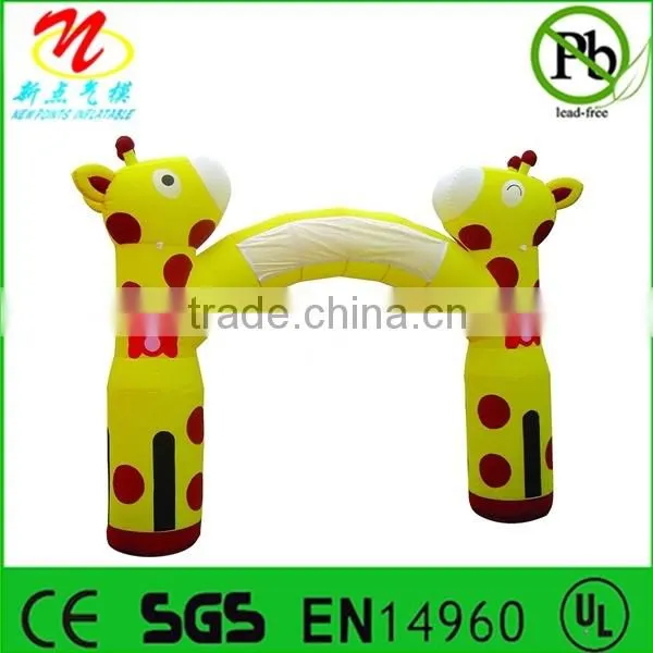 Giraffe shaped inflatable entrance arches for advertisement