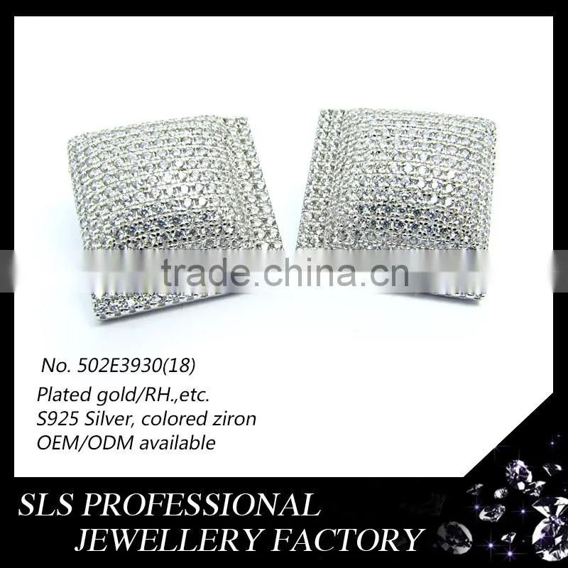 2015 Fancy American style AA zircon micro pave 925 silver rhodium plated butterfly push stud earrings
