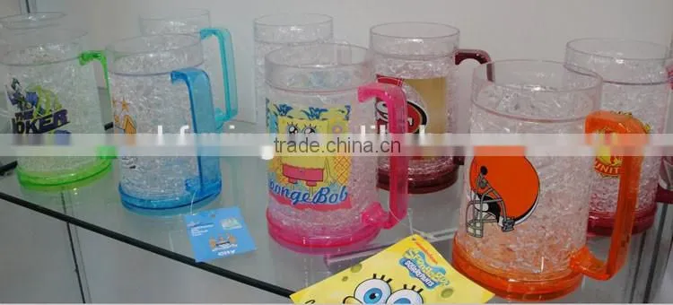 16oz BPA free plastic double wall ice mug freezer beer mug