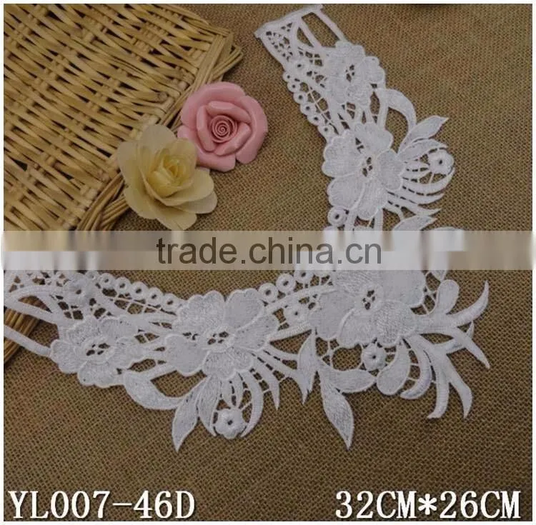 Factory Cheap 32cm*26cm Water Suloble Floral Nylon Big Flower Embroidery DIY Lace Collar Neck Fabric
