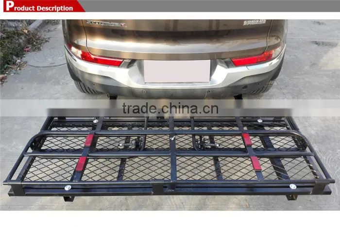 Hitch mount folding luggage carrier basket with waterproof luggage bag