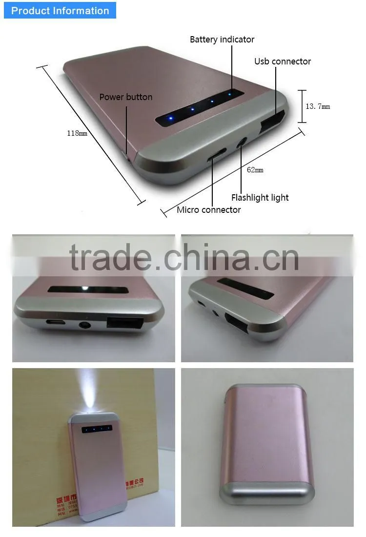 New design 6000mah portable power bank, Aluminum power bank