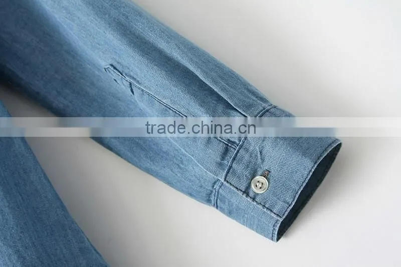 2015 fashion high quality New Women Denim Dress Plus Size Washed Loose long Sleeve Jeans Dresses For Ladies