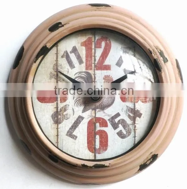 Dia 20cm Country Style Round Metal Wall Clock