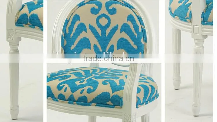 French /European style Louis XV Bule Flower Chenille Fabric wooden Dining Arm chair/Living Leisure chair(CH-904)
