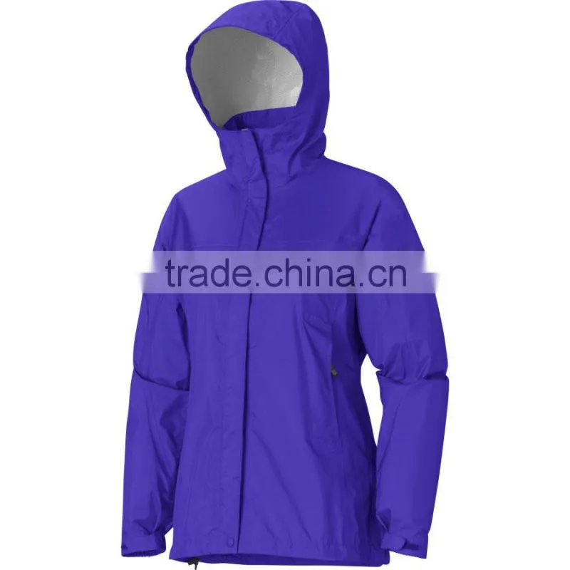 Hooded lightweight women's plain rain jacket