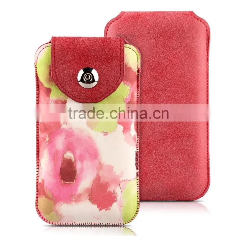 universal soft PU smart phone pouch bag
