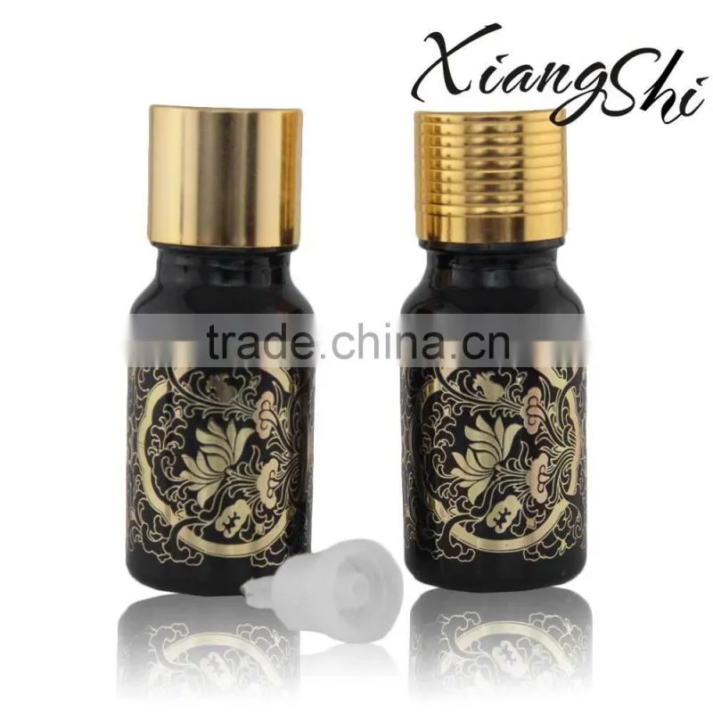 shiny gold logo essential oil bottle with color caps