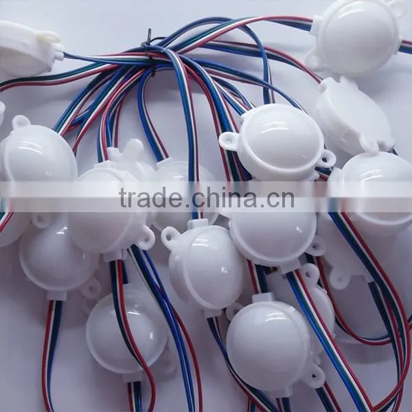 45mm ws2811,ws2801,USC1903,LPD6803,DMX512 led modules Milky case waterproof IP68 DC 12V Led pixel 3 pcs leds inside