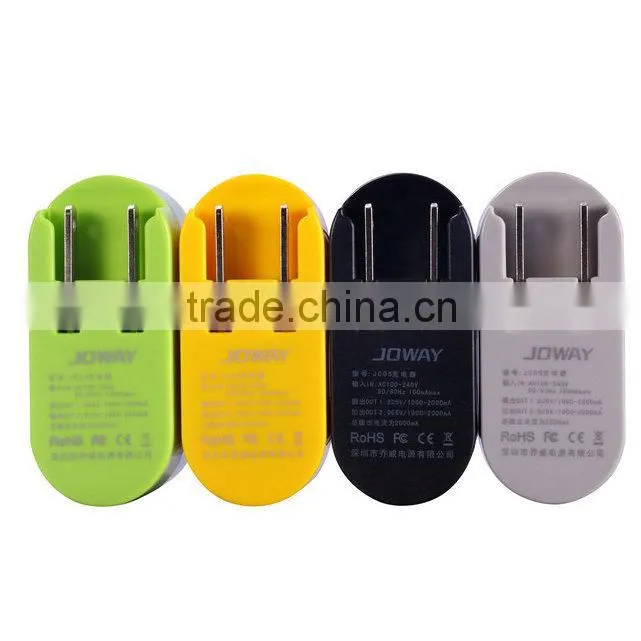 2 usb charger for mobile phone with RoHs CE FCC