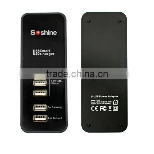 Soshine 3.1A 5 Port USB Portable Travel Charger Rapid Charger for iPhone iPad Android Devices universal usb charger
