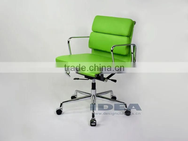 Replica Charles and Ray EA217 Low Back Soft Pad Desk Chair - Salad Green Color Genuine Leather