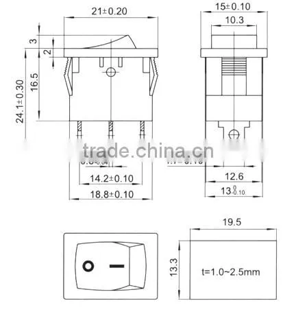 Hot sale 3 way rocker switch KCD1-101