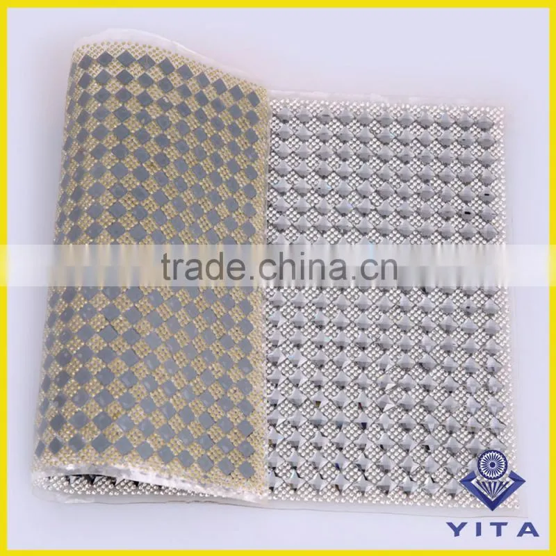 Fashion 24cm*40cm hot fix crystal rhinestone mesh sheet for ladies shoes