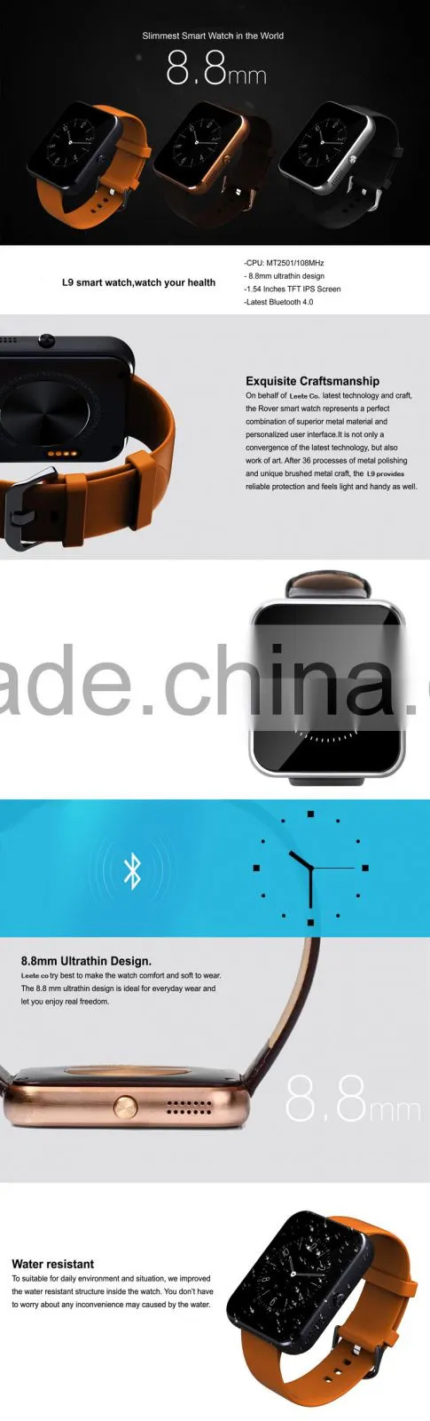2015 Hot Sale Smart Watch Health Tracker with Sleep Monitor Smart Fitness Watch
