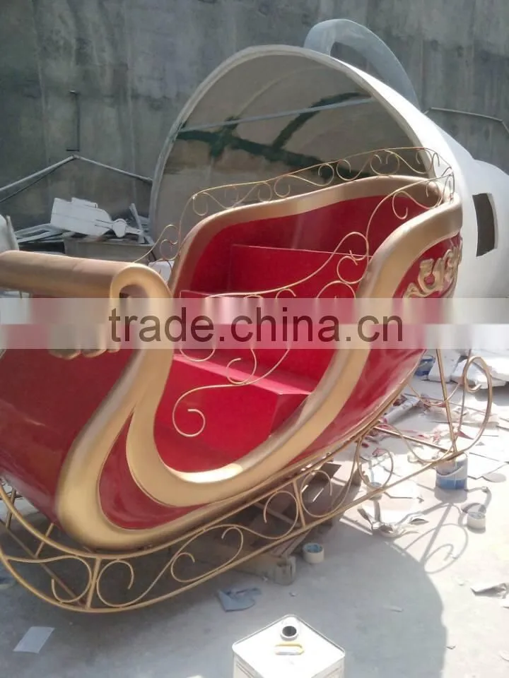 Decorative Christmas santa sleigh decorations indoors or outdoors fibreglass red sleigh