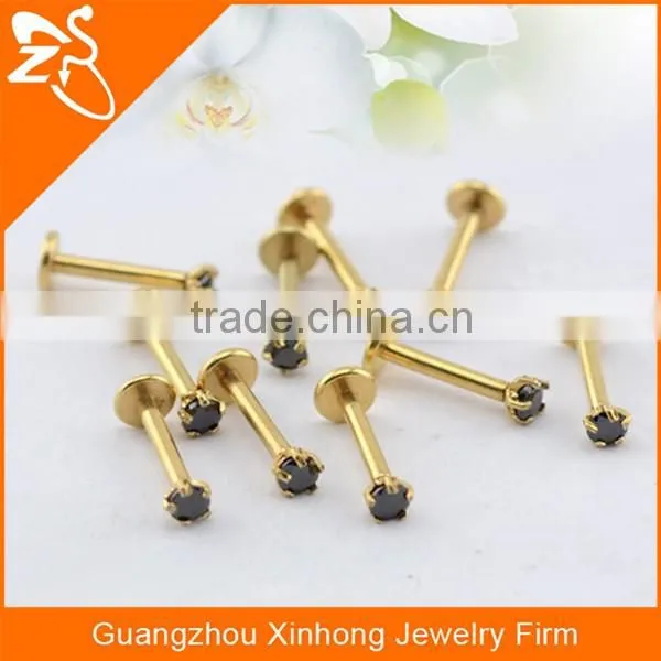 fashion wholesale free clear body implant piercing jewelry gold lip