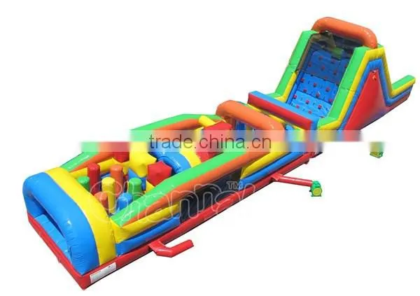 giant commercial rainbow inflatable obstacle course for sale