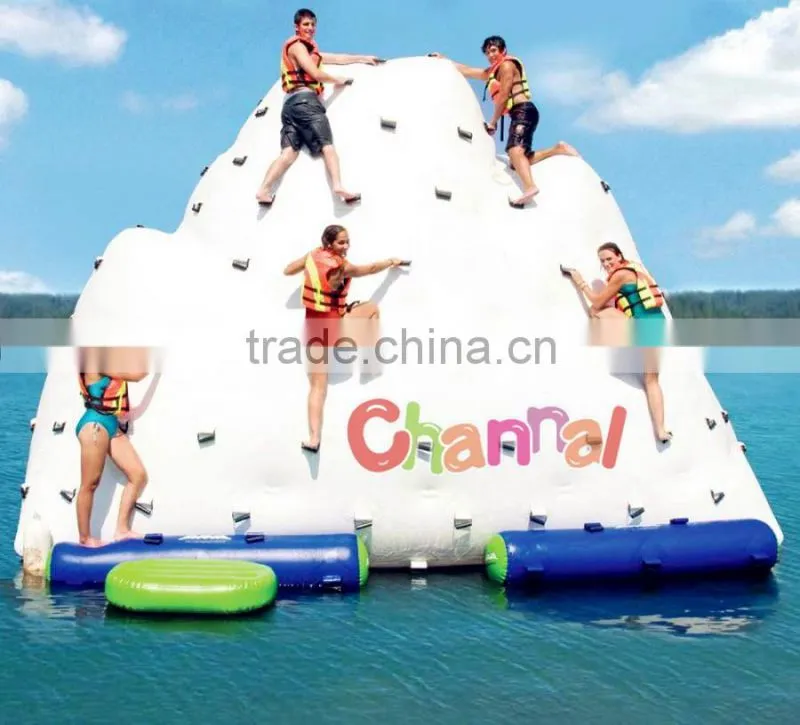 Outdoor used kids big inflatable pool slide with climbing wall