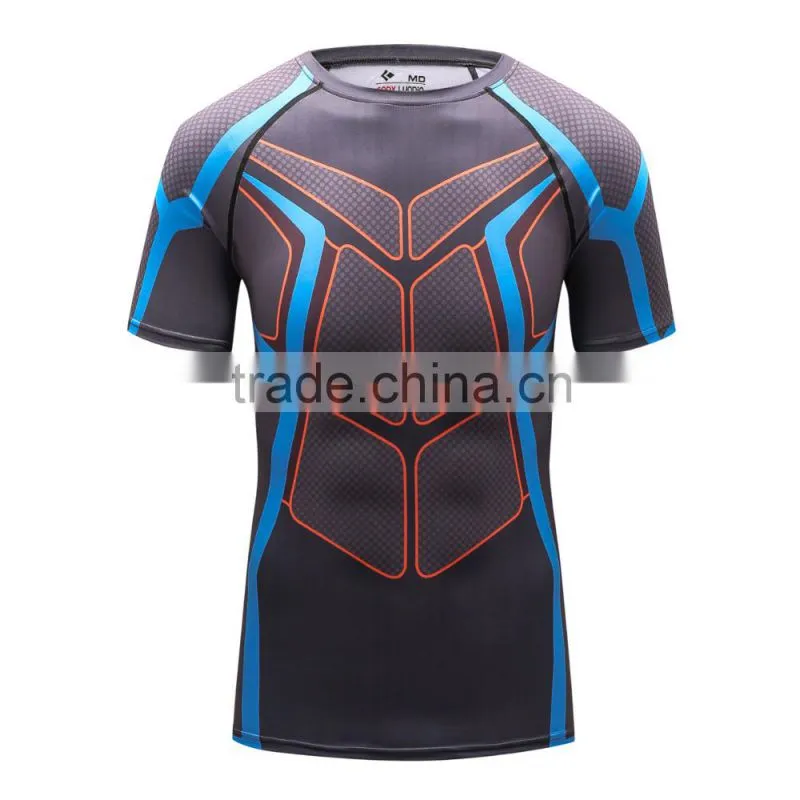 Men T Shirt Marvel Compression Shirts Outdoor Sport Bodybuilding Gym Fitness Jersey Casual Tees