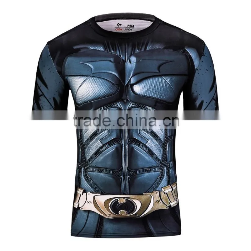 Men's Cool Creative T-Shirt Superheroes Bat-man/Spiderman Logo Short Sleeve Bodybuilding Compression 3D T Shirt