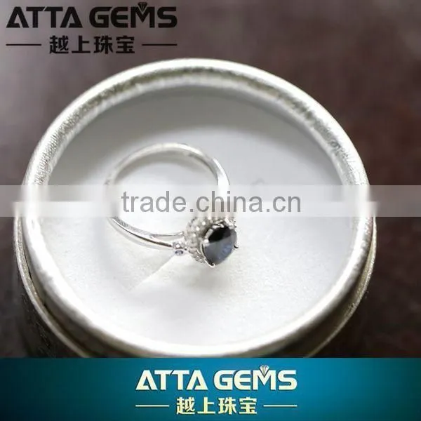 Fantastic 18K white gold women's ring-fashion gemstone ring with natural blue sapphire and diamond