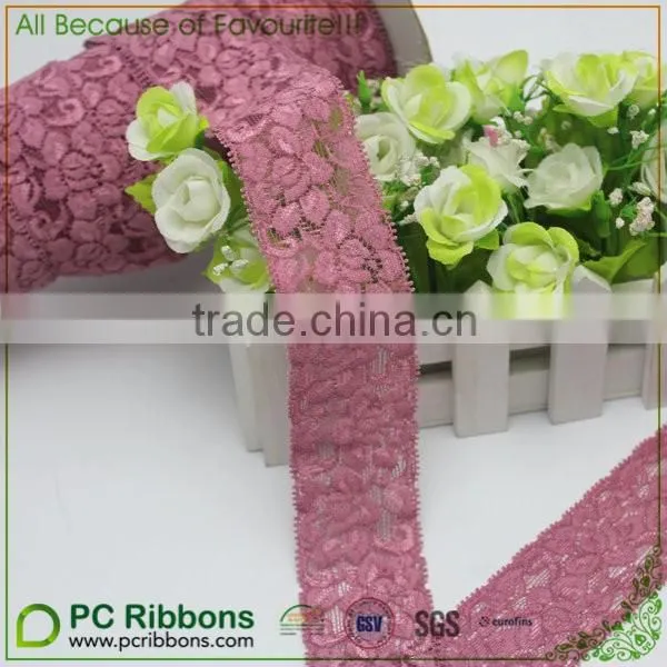 1.5" width Rose Mauve Mesh Stretch Lace Trim Craft for Evening Gown