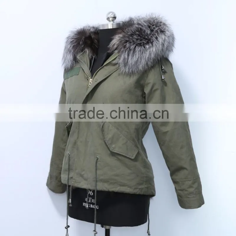 2016 new hot selling parka jacket with real fox fur collar