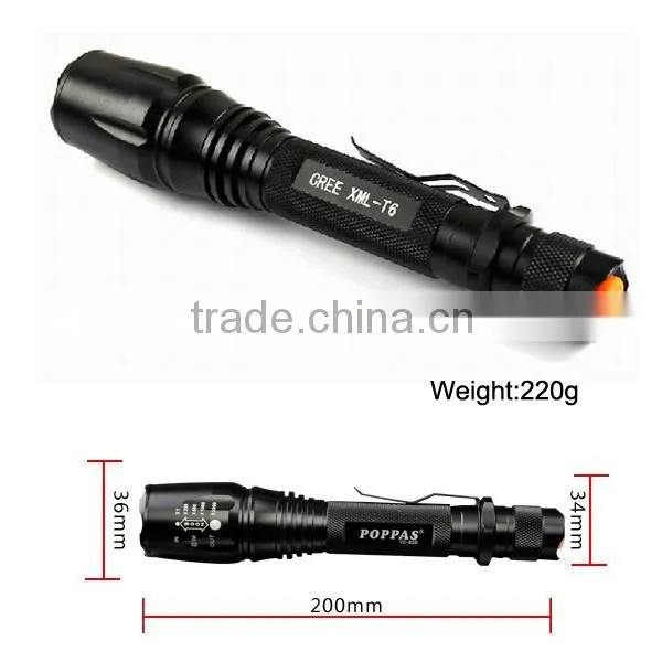 Hot Sale V2-858 18650 battery rechargeable long distance torch xm-l T6 led waterproof battery operated lights