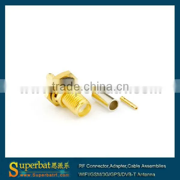 SMA wire connector bulkhead with o-ring Crimp Jack for LMR100