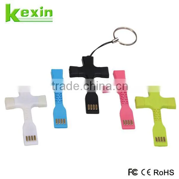 Gift Design Portable Sync Data Micro USB Multi Charger Data Cable 2 in 1 Keychain USB Cable